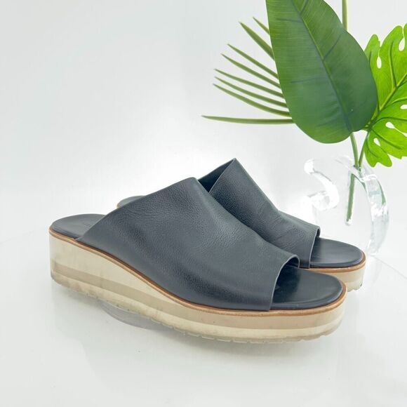 Vince Sarria Sandals Women's Size 9.5 Black Leather Platform Slide Comfy Wedge - Picture 4 of 16